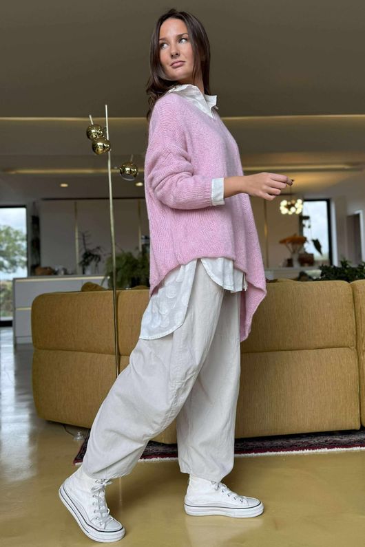 Made in Italy Big Softie Super Slant Knit Top Rose /2 